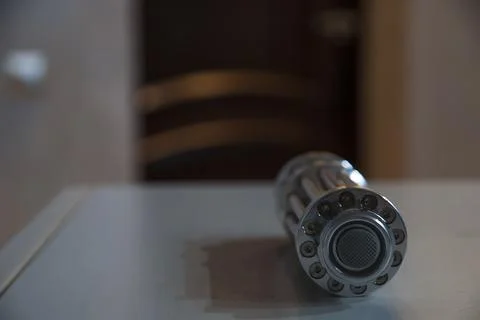 Powerful laser pointer, blue laser capable of burning paper and leaving burns Stock Photos