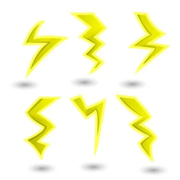 Powerful lightning bolts. vector set Stock Illustration