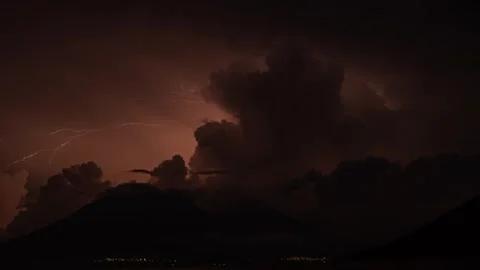 Powerful Lightning Storm Over Lake Atitlán Timelapse Vídeo Stock 320946686