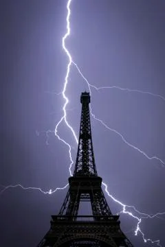 Powerful lightning strike. Stock Photos