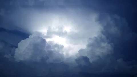 Powerful Lightning Strikes Through Dark Storm Clouds Stock Footage 342353394