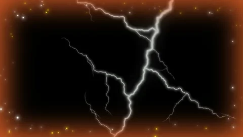 Powerful lightning striking during a dark nighttime storm over starry sky 库存影片 347442336