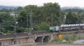 Powerful Locomotive Pulling Cars Automobiles Auto Vehicles Cargo Train Passing HD Footage