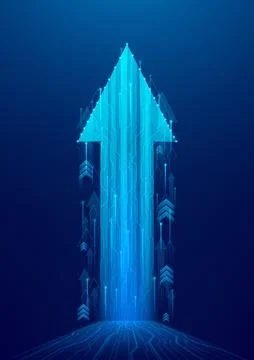Powerful luminous arrow rise to sky Stock Illustration