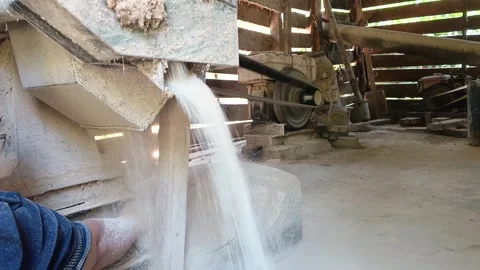 Powerful machinery inside a rustic Indonesian. Stock Footage 318601131