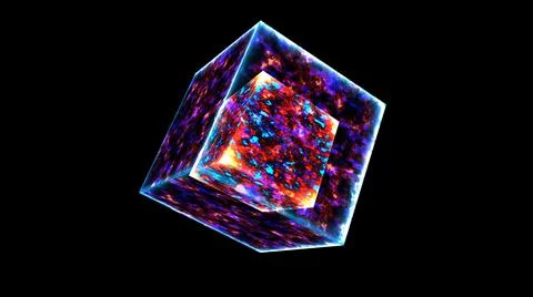 Powerful magic ice bolt cube fusion and violet power mystery energy surface a Illustrazione stock