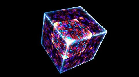 Powerful magic ice bolt cube fusion and violet power mystery energy surface a Illustrazione stock