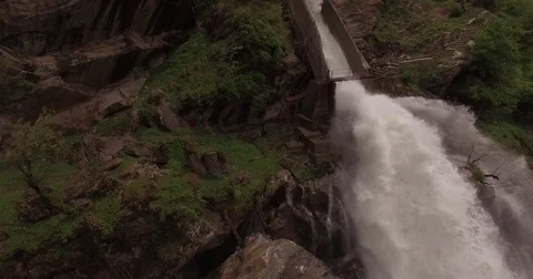 Powerful Manmade Waterfall Stock Footage 80983816