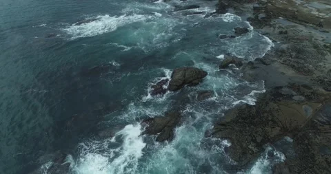 Powerful marine landscape capturing the raw energy of waves impacting again.. Stock Footage 336927383