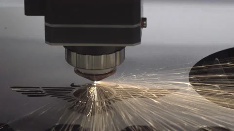 Powerful metal laser cutting machine Stock Footage 118565849