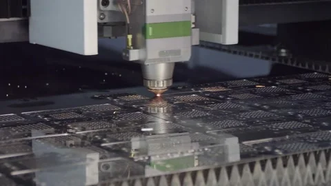Powerful metal laser cutting machine Stock Footage 147053353