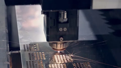 Powerful metal laser cutting machine Stock Footage 164181068
