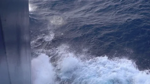 Powerful metal vessel side cuts gale navy ocean waves Stock Footage 117781209