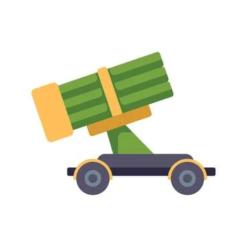 Powerful military rocket launcher system aiming at the sky on wheels Stock Illustration