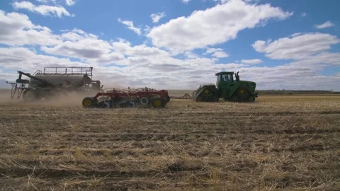 Powerful, modern seed drill at work Stock Footage 151496240