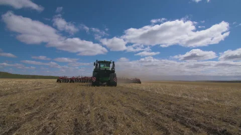 Powerful, modern seeding unit in the field Stock Footage 151323514