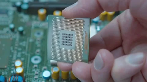 Powerful modern server computer motherboard with two processors Stock Footage 313151071
