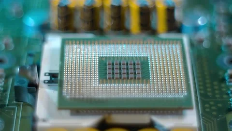 Powerful modern server computer motherboard with processor Stock Footage 313179666