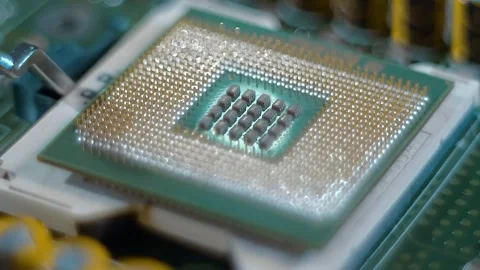 Powerful modern server computer motherboard with two processors Stock Footage 313221227