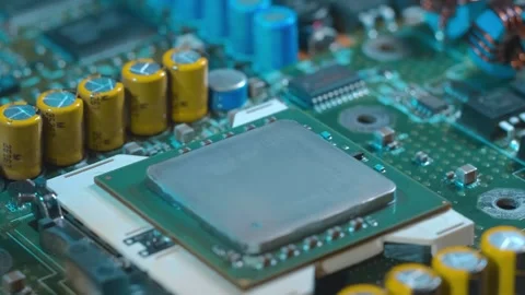 Powerful modern server computer motherboard with processor Stock Footage 313231464