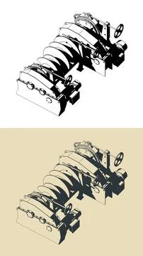 Powerful mooring winch illustrations Illustrazione stock