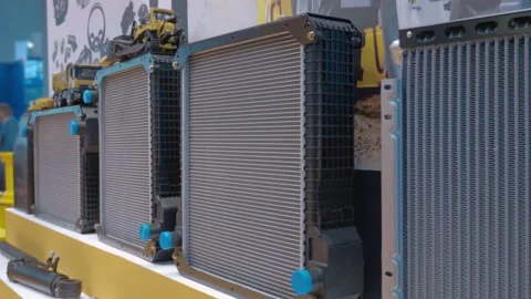 Powerful, new cooling radiators for construction equipment and trucks Stock Footage 333321975