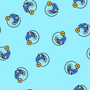 Powerful ocean swells vector seamless pattern Stock Illustration