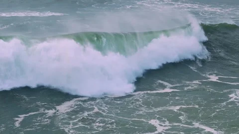 Powerful Ocean Wave Rolling in Slow Motion Stock Footage 297468887