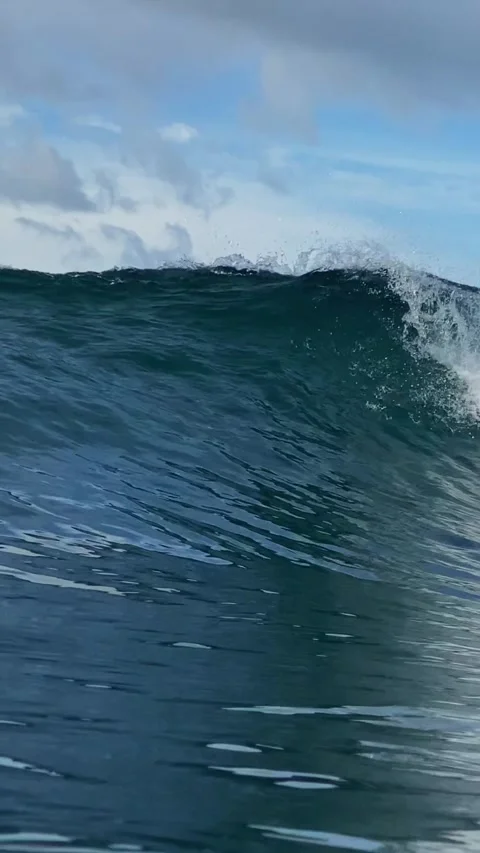 Powerful ocean wave. View from the water.Vertical video Stock Footage 311934643
