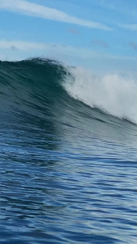 Powerful ocean wave. View from the water.Vertical video Stock Footage 311934645