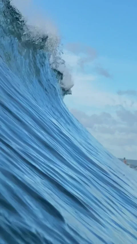Powerful ocean wave. View from the water.Vertical video Stock Footage 311934662