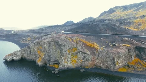 Powerful ocean waves crashing on the rocks in the western part of Iceland in the Stock Footage 119998611