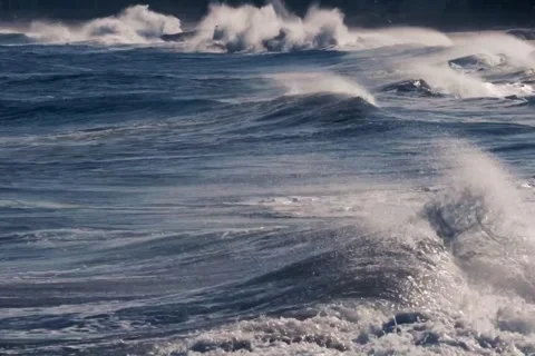 Powerful Ocean Waves Crashing - Strong Sea Surf in Slow Motion Video stock 343273295