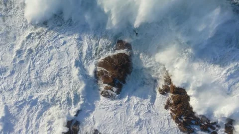 Powerful Ocean Waves On Foamy Surface Stock Footage 326886206