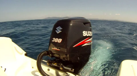 Powerful outboard engine on maxi rib Stock Footage 36920136