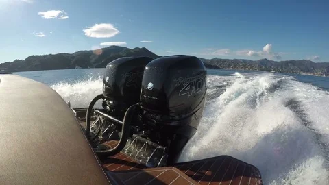 Powerful outboard engines on a rib Stock Footage 71004260