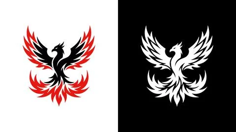 Powerful Phoenix Bird Logo Vector Illustration of Mythical Fire Bird Symbol 스톡 일러스트