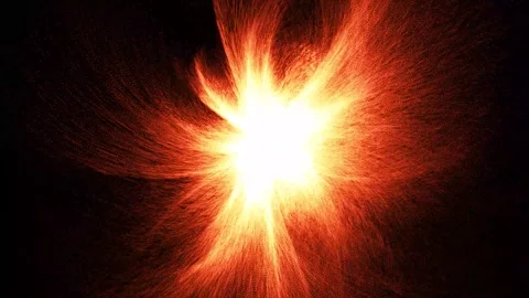 Powerful plasma streams burst from the surface of the incandescent star Stock-Footage 333117406