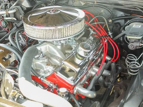 Powerful polished V8 engine of a custom Chevrolet car show in Ruston - June 1 Photos