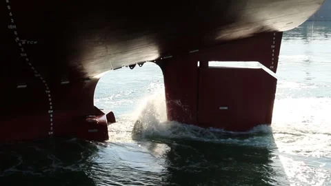 The Powerful Propeller Of A Large Ship Churns The Serene Waters Stock Footage 266415792