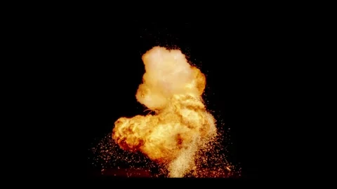 Powerful Pyrotechnic Explosion Burst On Black Screen Element Stock Footage 335911613
