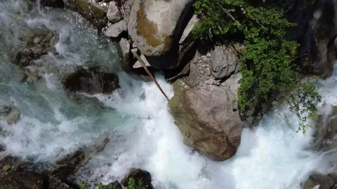 Powerful Rapids of a Pristine Mountain River Flowing Through the Austrian A.. Stock Footage 317626199