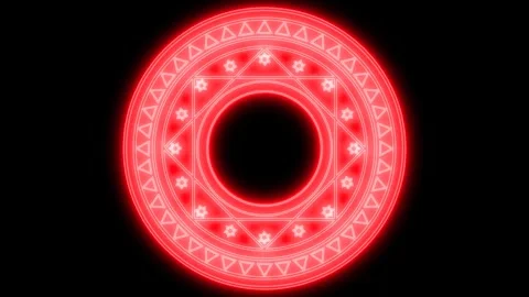 Powerful Red Circle Flame Light Energy with Multi Layer Elements for Dynami.. Video stock 331691381