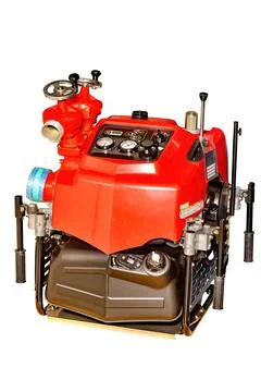 Powerful red engine designed for construction sites enhances productivity d.. Stock Photos