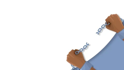 Powerful Representation of Breaking Chains for Emancipation Day and Freedom. Stock Footage 343602351