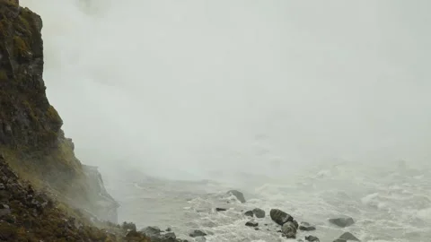 Powerful River and Rocky Waterfall in Iceland Stock Footage 320511014