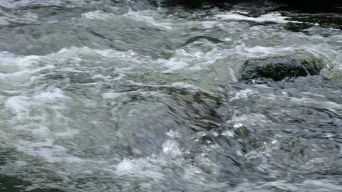 Powerful River at the Base of large waterfall - Slow motion Stock Footage 243785164