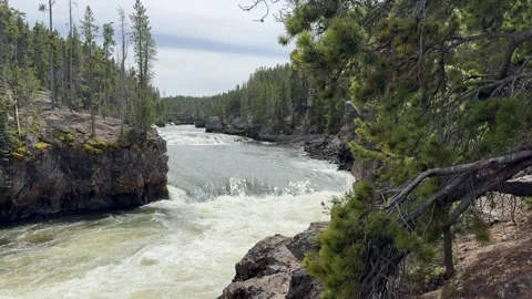 Powerful river flowing through the mountains Stock Footage 280398606