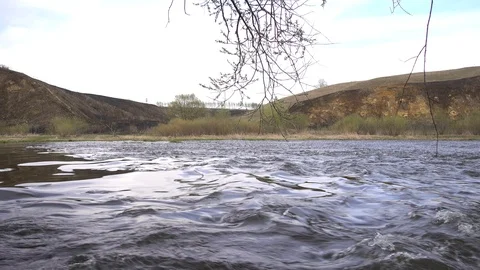 Powerful river stream at spring, 4K ultra hd video footage Stock-Footage 85990204