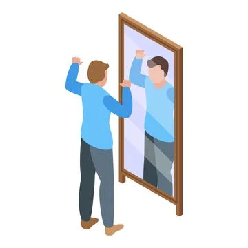 Powerful self esteem icon, isometric style Stock Illustration
